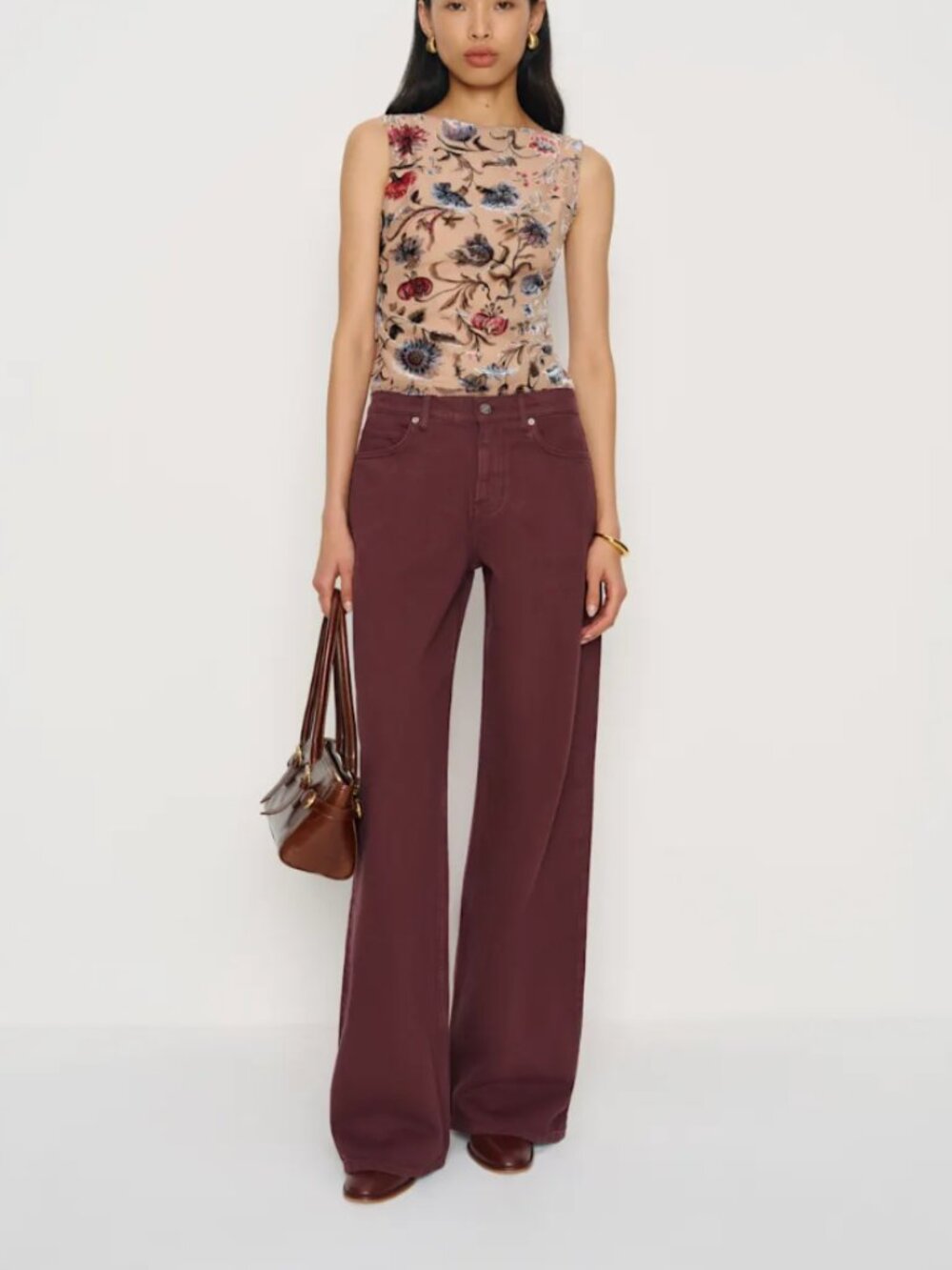 Reformation Cary Low Rise Slouchy Wide Leg Jeans in Blackberry